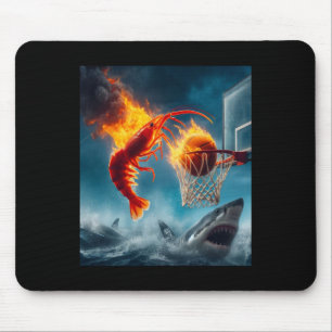 Mousepad Camarão Derrubando Tubarão Meme Divertido de Pesca