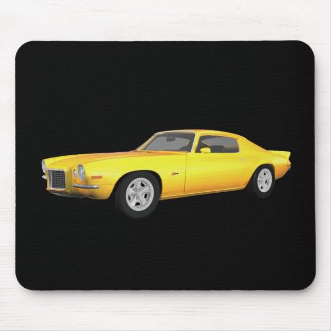 Mousepad Camaro Z28, 1972: Carro Muscular: Término Amarelo: (Frente)