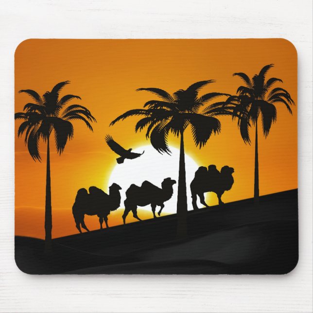 Mousepad Camelos do Deserto ao pôr do sol (Frente)