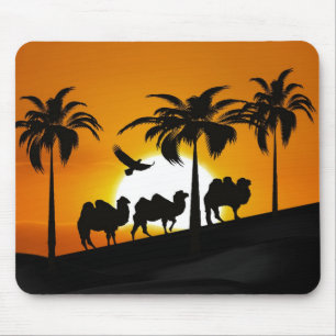 Mousepad Camelos do deserto no por do sol