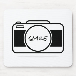 Mousepad Câmera com texto de sorriso