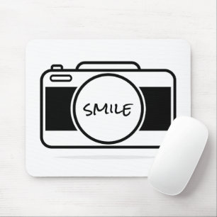 Mousepad Câmera com texto sorridente