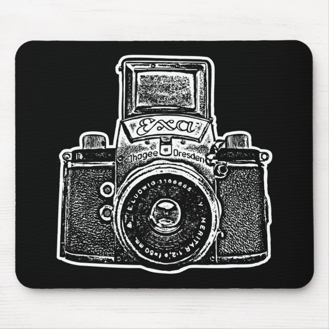 Mousepad Câmera gigante da Alemanha Oriental - Preto e Bran (Frente)