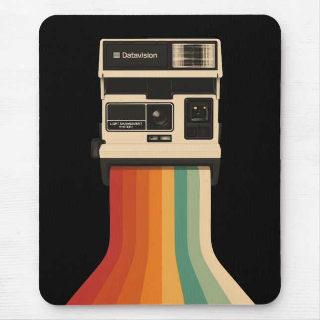 Mousepad Câmera Retro com Impressão de Arco-íris (Frente)