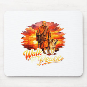 Mousepad Caminhada pela paz monge atento arte espiritual