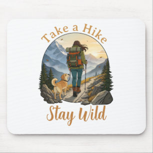Mousepad Caminhada Vintage com Cão Insígnia Retro Hike Fiqu