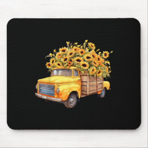 Mousepad Caminhão Ckup Amarelo Girassol Outono Dia das Brux