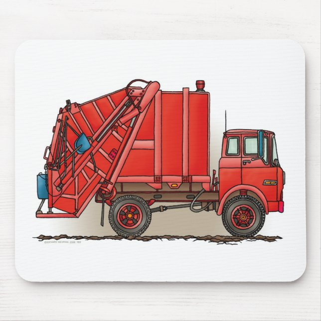 Mousepad Caminhão de lixo vermelho (Frente)