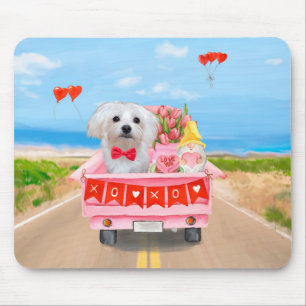 Mousepad Caminhão Dia de os namorados de Cão Maltês