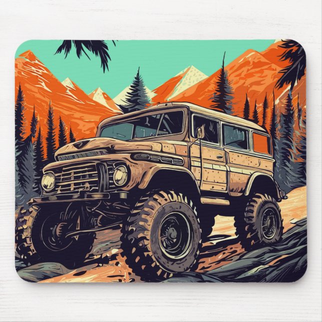 Mousepad Caminhão dirigindo no estilo de colheita da flores (Frente)