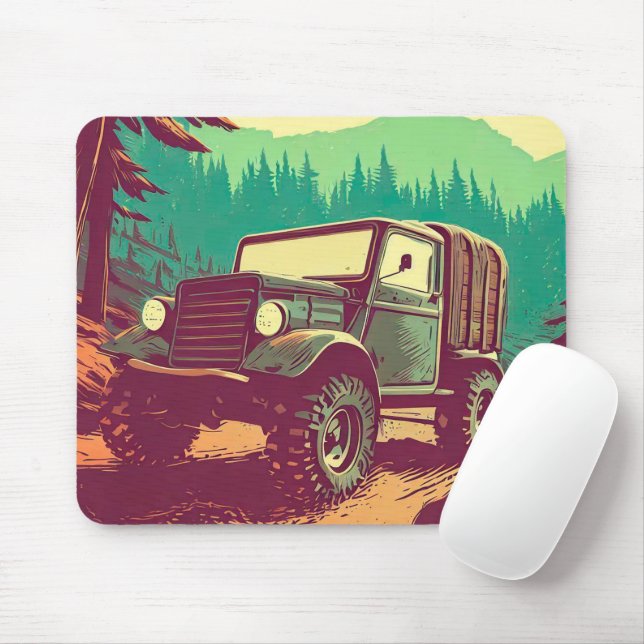 Mousepad Caminhão dirigindo no estilo de colheita da flores (Com mouse)
