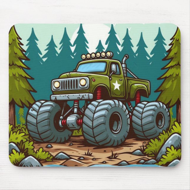Mousepad Caminhão do Monstro Verde na floresta (Frente)