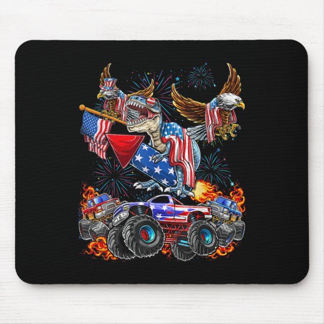 Mousepad Caminhão Monstro Águia Dinossauro 4 de Julho Améri (Frente)