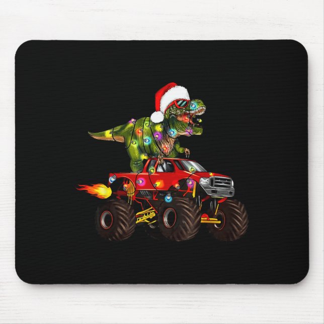 Mousepad Caminhão Monstro de Natal do Dinossauro T-Rex Para (Frente)