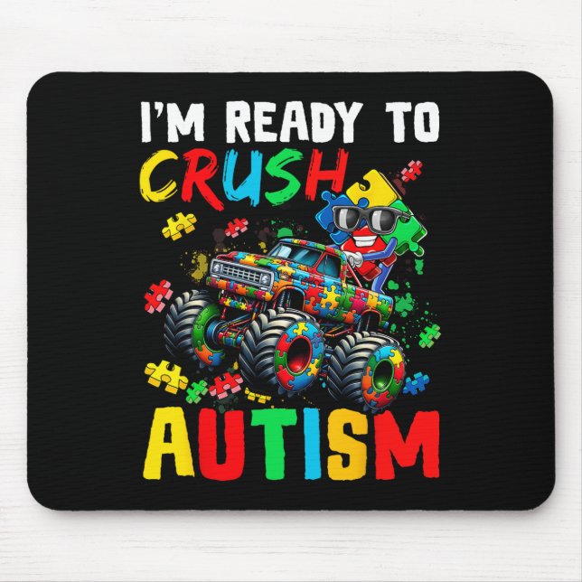 Mousepad Caminhão Monstro Pronto Para Esmagar Camisa Austim (Frente)