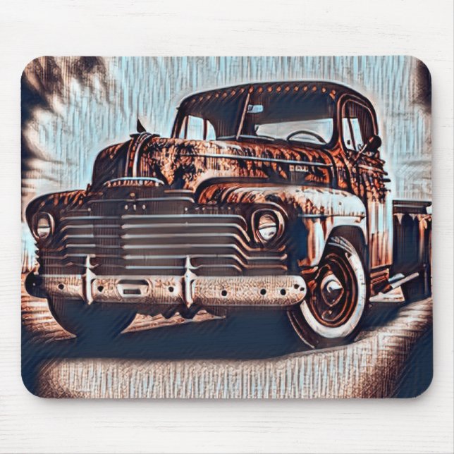 Mousepad Caminhão Rustic Grunge - Uma Beleza Vintage (Frente)
