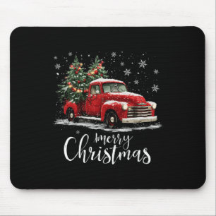 Mousepad Caminhão Vermelho Antigo Árvore de Natal Feliz Nat