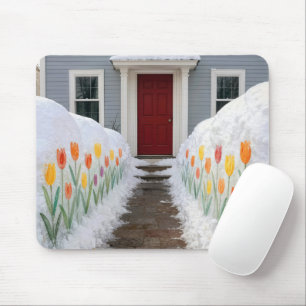 Mousepad Caminho com Tulipas de Primavera Pintadas em Monti