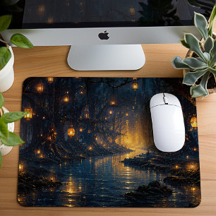 Mousepad Caminho de Lanterna Mágica Floresta Arte