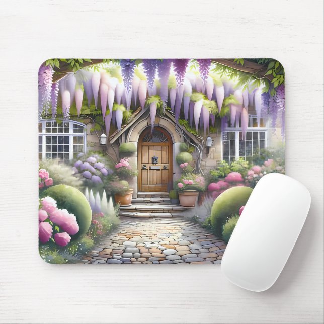Mousepad Caminho Encantador de Jardim de Casa de Campo (Com mouse)