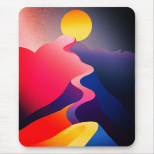 Mousepad Caminho para o Sol – Vibrante Montanha Abstrata