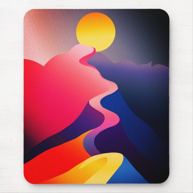 Mousepad Caminho para o Sol – Vibrante Montanha Abstrata (Frente)