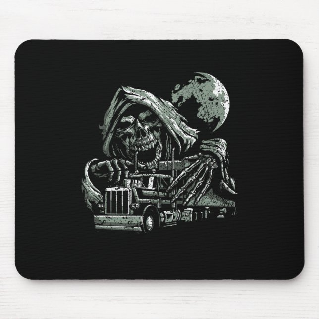 Mousepad Caminhoneiro do Motorista de Caminhão Skeleton Ske (Frente)