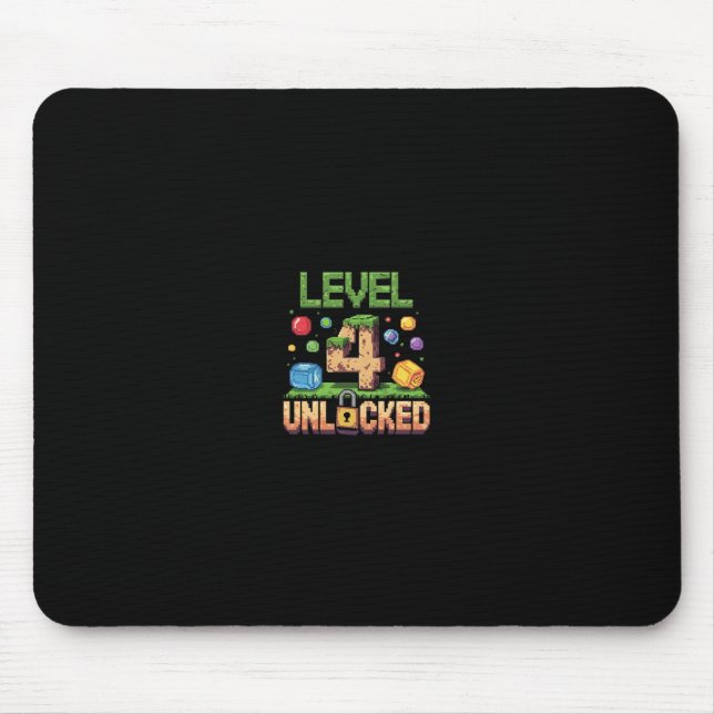 Mousepad Camisa de aniversário do nível 4 para crianças des (Frente)