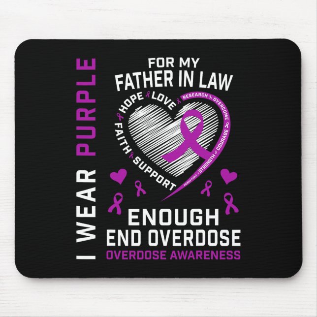 Mousepad Camisa de Conscientização sobre Overdose Fim Roxo  (Frente)