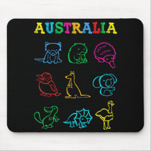 Mousepad Camisa de criança do dia da Austrália Animais engr