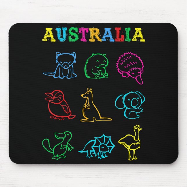 Mousepad Camisa de criança do dia da Austrália Animais engr (Frente)