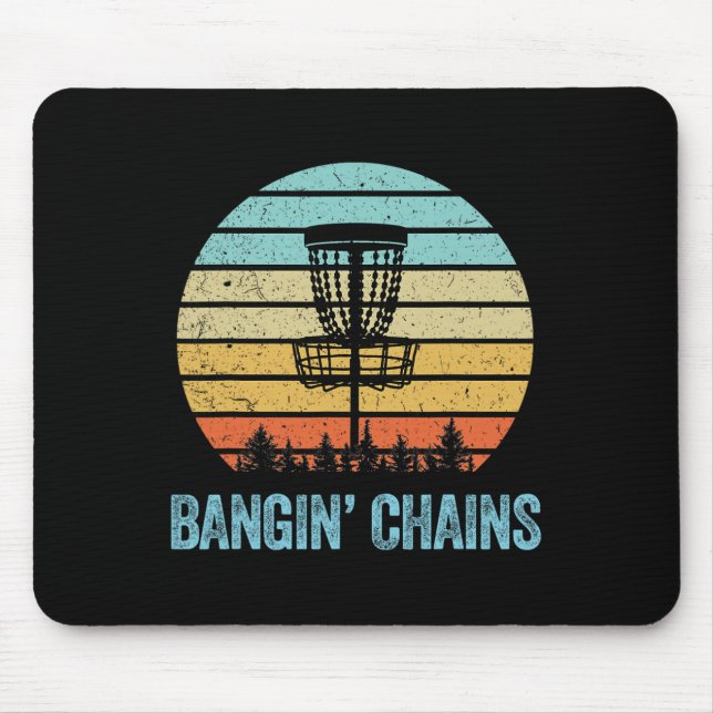 Mousepad Camisa de Disc Golf Engraçada Correntes Retro Disc (Frente)