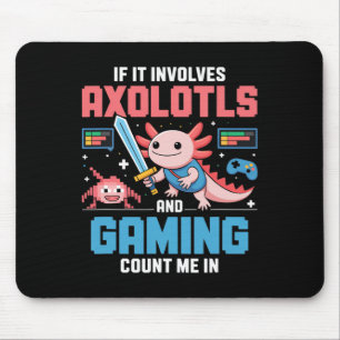 Mousepad Camisa de Gamer de Axolote Kawaii para Meninos Men