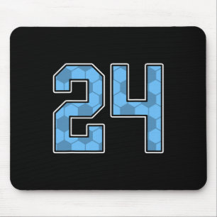 Mousepad Camisa de jogador de futebol azul padrão número 24
