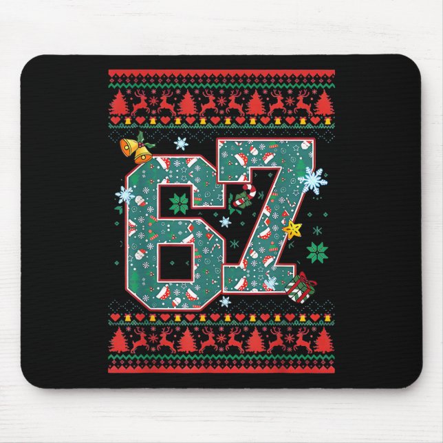 Mousepad Camisa de Natal Retro 67 Six Seven Meme  (Frente)