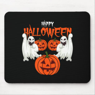 Mousepad Camisa de outono com fantasmas de abóbora rosto de