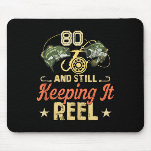 Mousepad Camisa De Pesca De Aniversário De 80 Engraçado Par