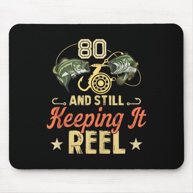 Mousepad Camisa De Pesca De Aniversário De 80 Engraçado Par (Frente)