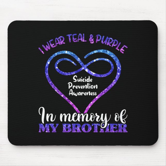 Mousepad Camisa de prevenção azul turquesa roxo em memória  (Frente)