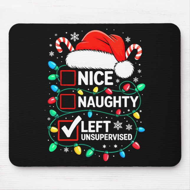 Mousepad Camisa Divertida Natal Bonito Travesso Deixado Sem (Frente)