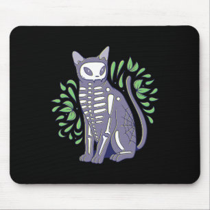 Mousepad Camisa do crânio - Esqueleto do Gatinho Halloween