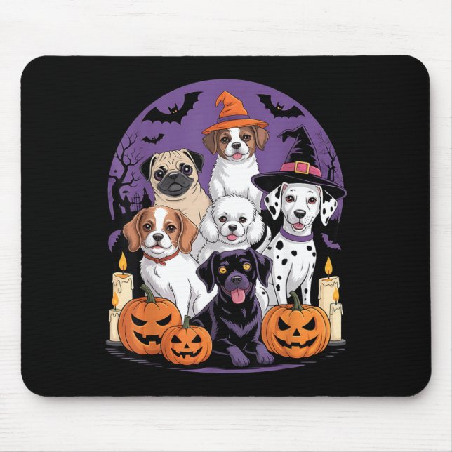 Mousepad Camisa engraçada de cachorro fantasma de Halloween (Frente)