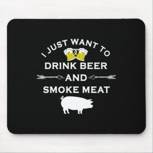 Mousepad Camisa engraçada de churrasco Beba cerveja Fume ca