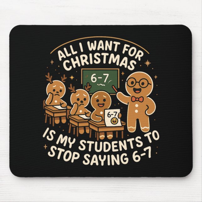 Mousepad Camisa engraçada de pijama de Natal 67 Seis Sete M (Frente)