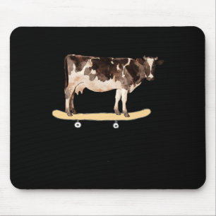 Mousepad Camisa engraçada de skate de vaca fazendo skate