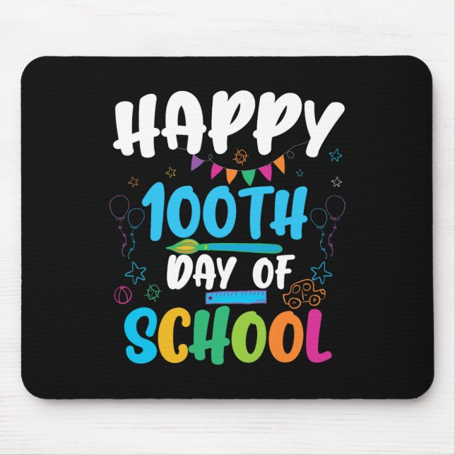 Mousepad Camisa Feliz 100º Dia De Escola Para Professor Ou  (Frente)