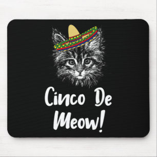 Mousepad Camisa Funny Cat Kitty Meow Cinco De Mayo Para Gat