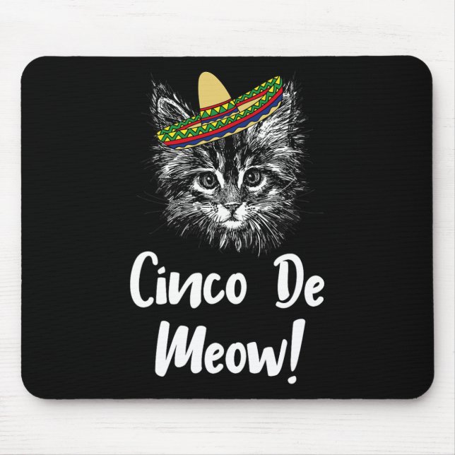 Mousepad Camisa Funny Cat Kitty Meow Cinco De Mayo Para Gat (Frente)