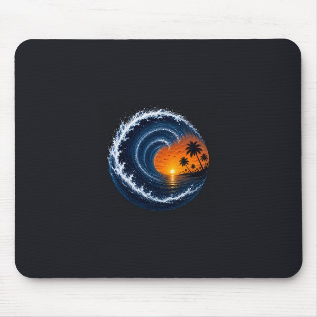 Mousepad Camisa Logo de Surf Sunset Onda Tropical | Ocean V (Frente)