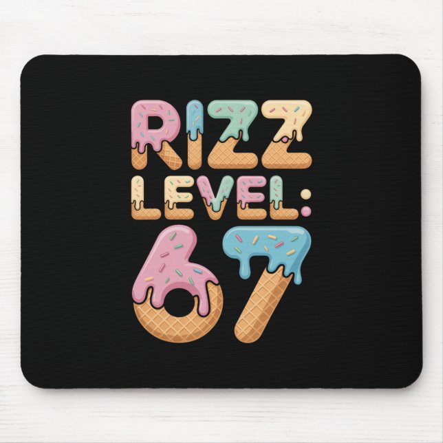 Mousepad Camisa Meme Nível Rizz 67 Sorvete Drip Meme Seis S (Frente)